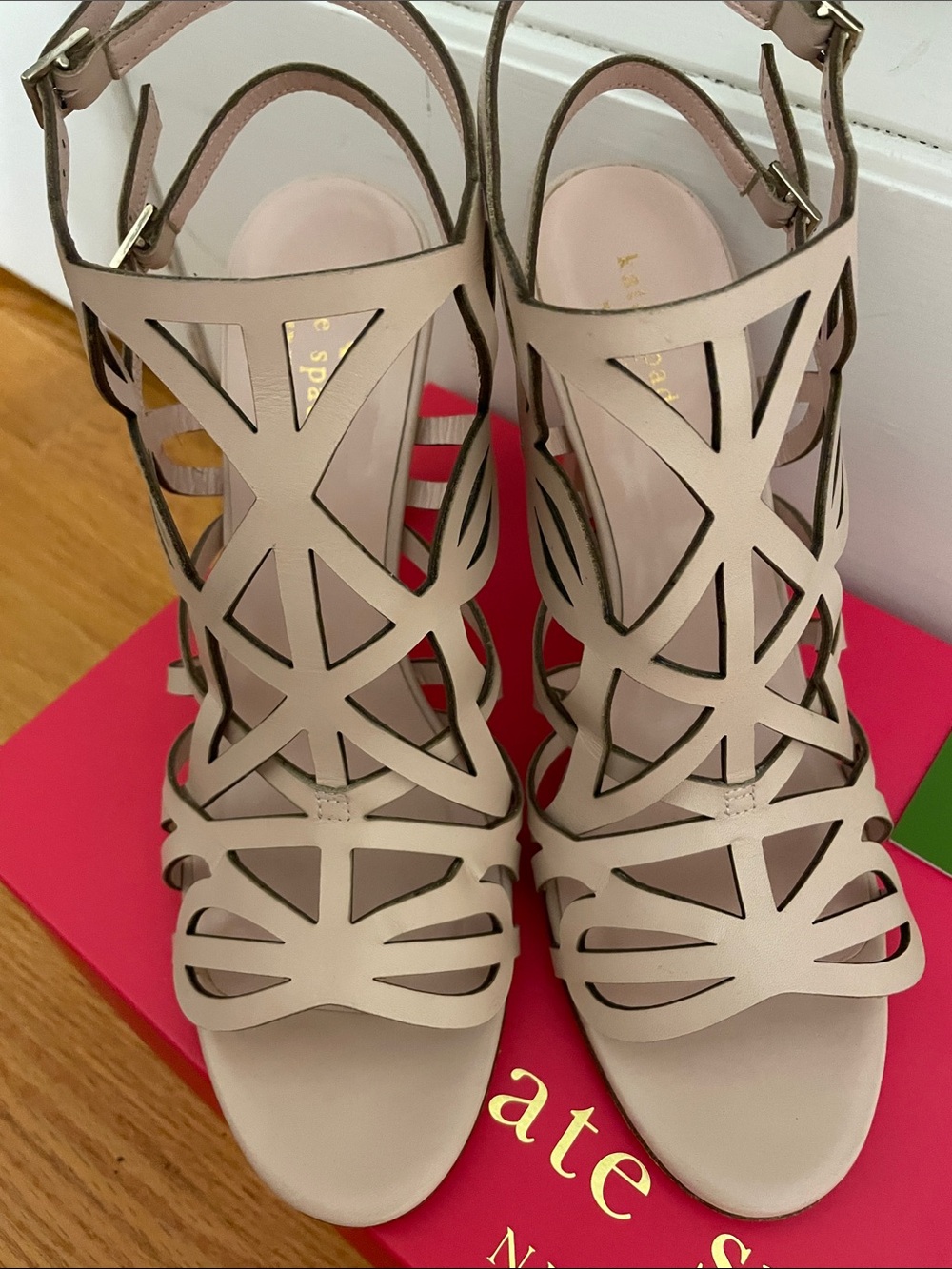 kate spade Nude Blush Laser-Cut High Heel Sandals - Picture 2 of 4